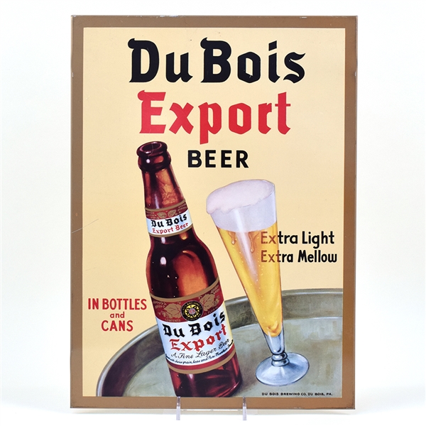 Du Bois Export Beer 1950s Tin-Over-Cardboard Sign