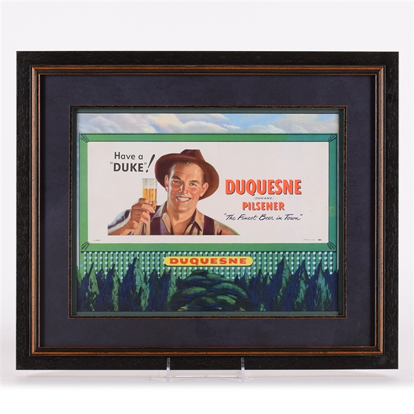 Duquesne Beer 1950s Cardboard Sign BILLBOARD MOTIF HAVE A DUKE