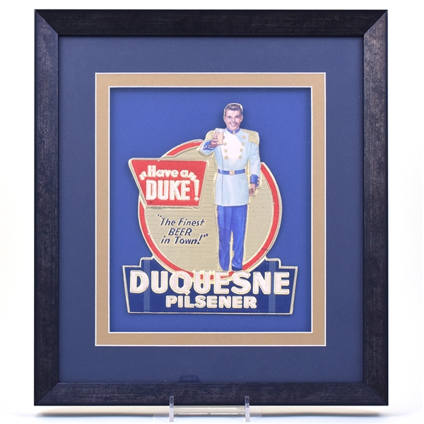 Duquesne Beer 1950s Die Cut Pressed Cardboard Sign