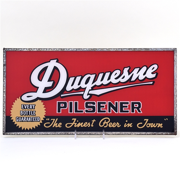 Duquesne Pilsener 1940s Reverse Painted Glass Sign MINTY