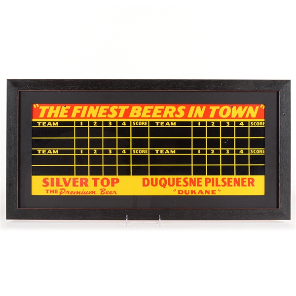 Duquesne-Silver Top Beers 1940s Tin Sports Scoreboard Sign