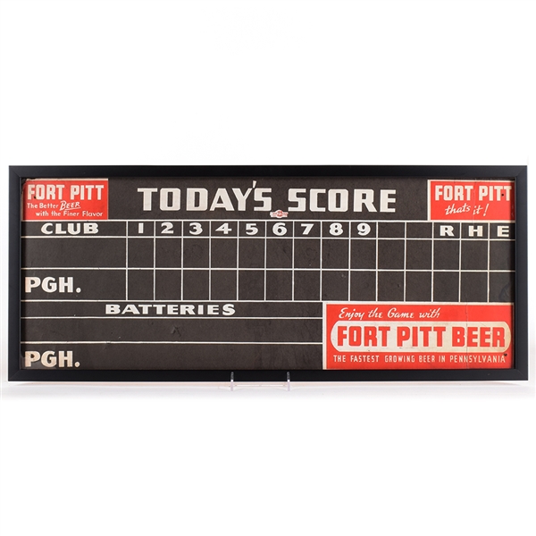 Fort Pitt 1930s Cardboard Baseball Scoreboard Sign