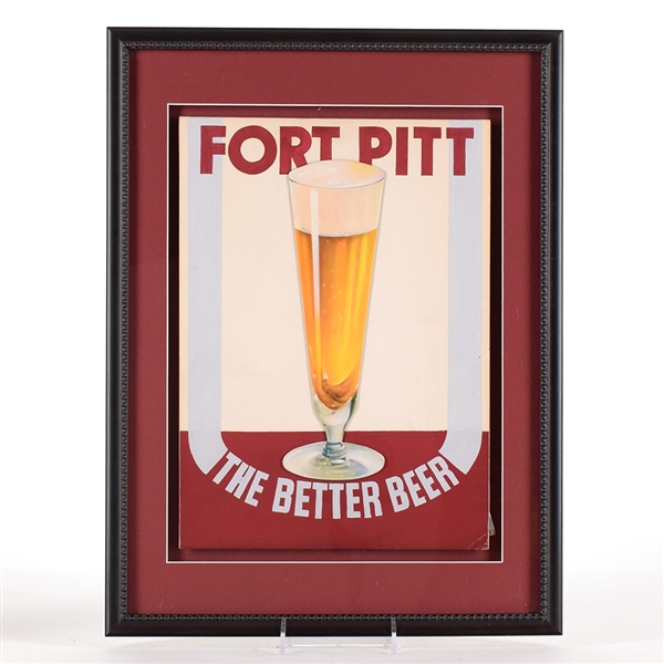 Fort Pitt 1930s Die Cut Artist Cardboard Concept Mockup Sign THE BETTER BEER