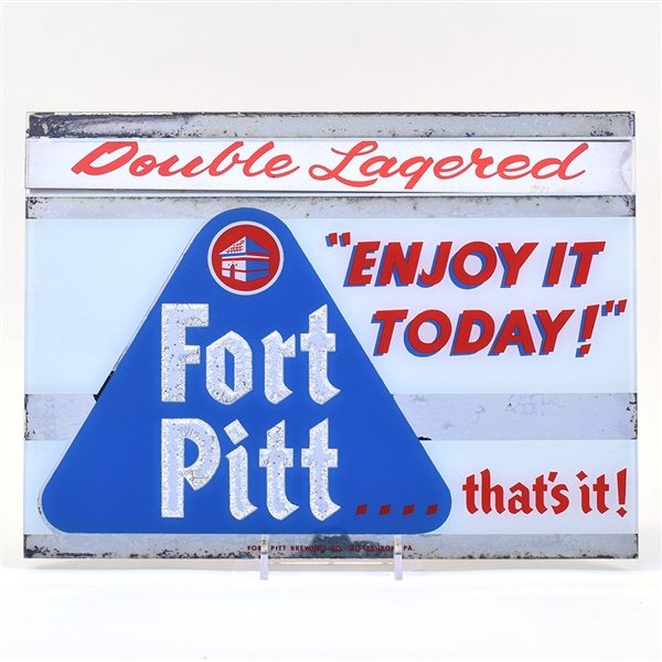 Fort Pitt 1950s Reverse-Painted Glass Sign