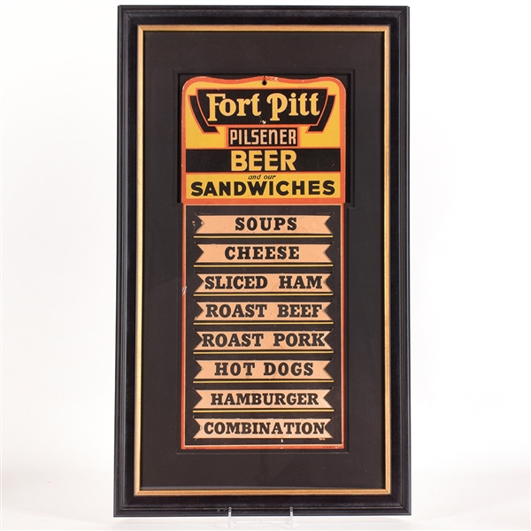 Fort Pitt Beer 1930s Die Cut Cardboard Sandwich Menu