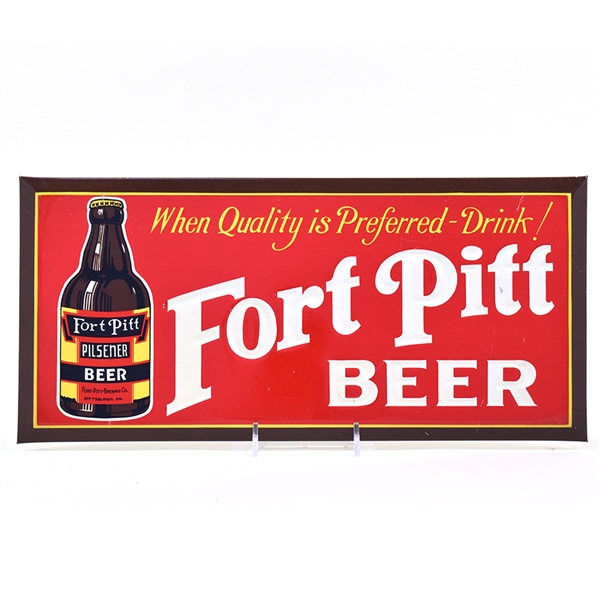 Fort Pitt Beer 1930s Tin-Over-Cardboard Sign OUTSTANDING