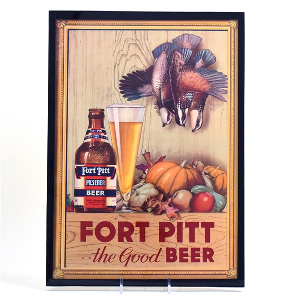 Fort Pitt Beer 1940s Cardboard Easel Sign