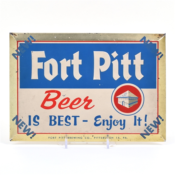 Fort Pitt Beer 1950s Tin-Over-Cardboard Sign