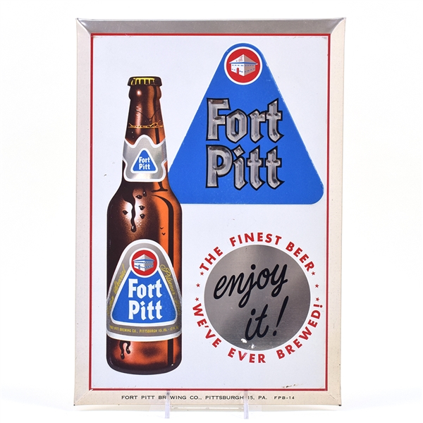 Fort Pitt Beer 1950s Tin-Over-Cardboard Sign NEAR MINT