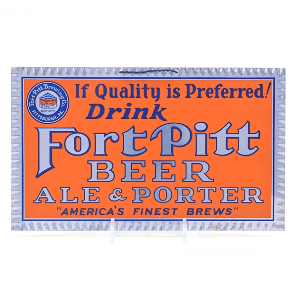 Fort Pitt Beer-Ale-Porter 1930s Leyse Aluminum Sign 10 x 6 Inches