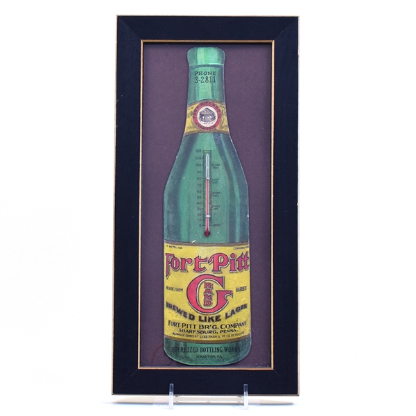 Fort Pitt Grand Barley Beverage Prohibition Era Cardboard Thermometer Sign