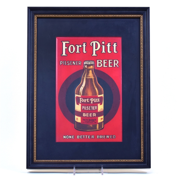 Fort Pitt Pilsener Beer 1930s Tin-Over-Cardboard Sign