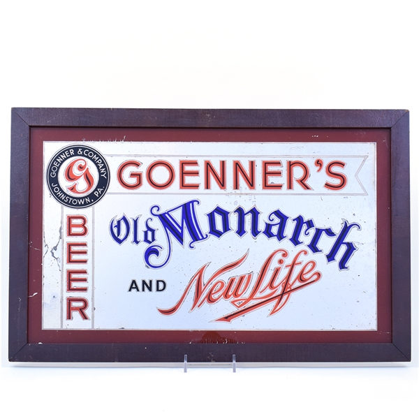 Goenners Old Monarch New Life Beer 1930s Mirrored Sign