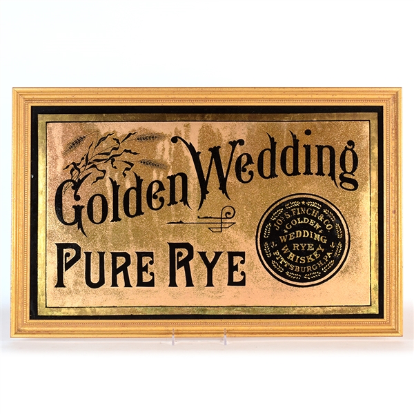 Golden Wedding Pure Rye Pre-Pro Gilt Glass Sign JOS FINCH