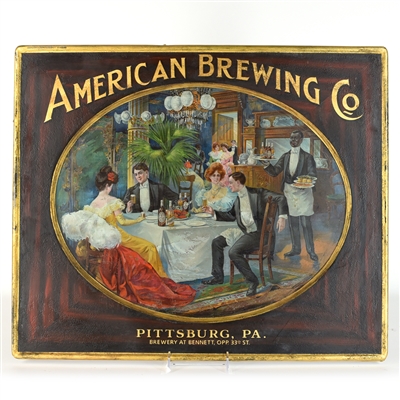 American Brewing Pre-Prohibition Self-Framed Tin Sign PITTSBURGH RARE