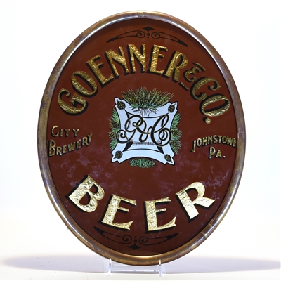 Goenner and Co Pre-Pro Reverse-Painted Glass Sign JOHNSTOWN ULTRA RARE