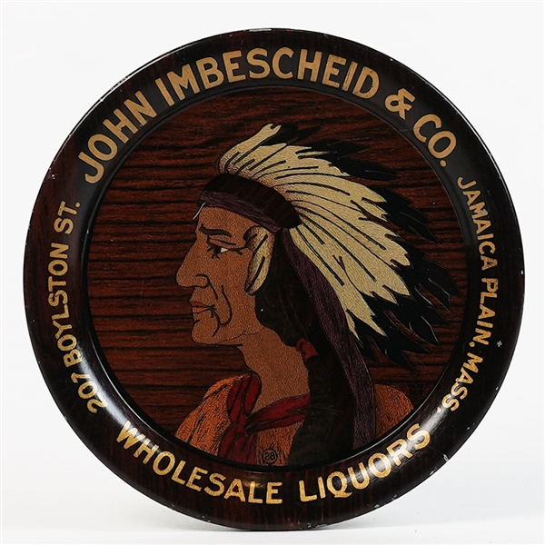 John Imbescheid Wholesale Liquors Indian Guy Tip Tray RARE