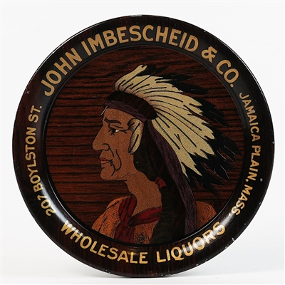 John Imbescheid Wholesale Liquors Indian Guy Tip Tray RARE