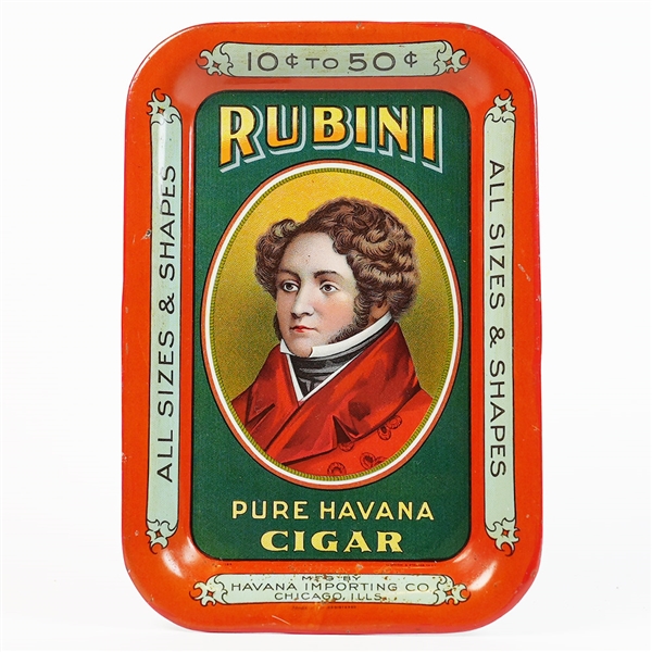 Rubini Pure Havana Cigar Tin Litho Tip Tray CHICAGO