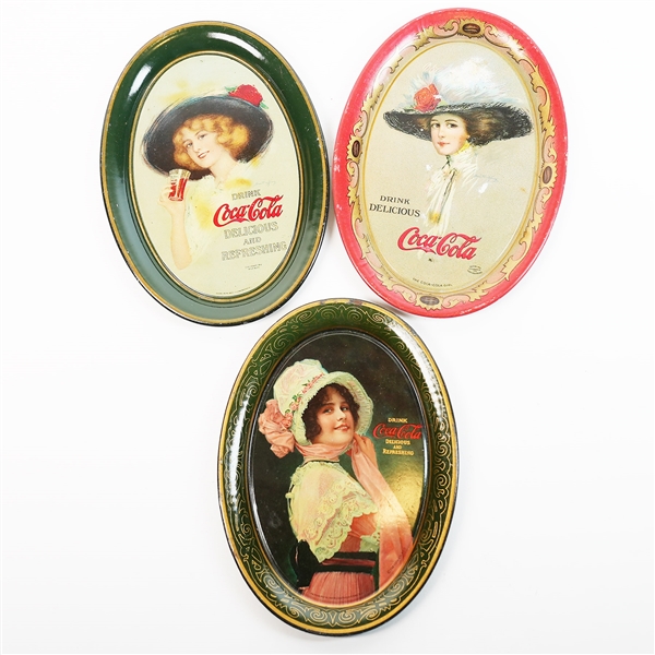 Coca Cola Delicious Refreshing  Pretty Woman Antique Tip Trays