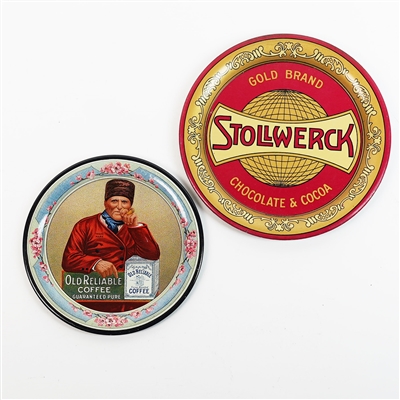 Old Reliable Coffee and Stollwerck Gold Brand Chocolate Cocoa Tip Trays