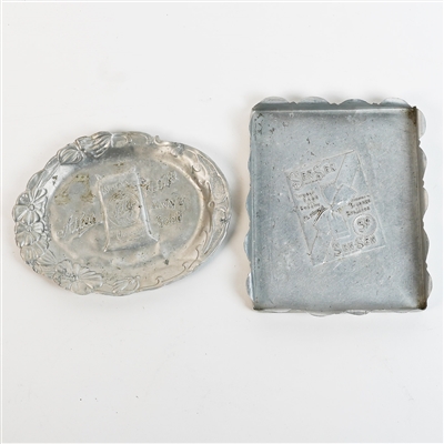 Atlas Flour and Sen-Sen Singers Lozenge Embossed Aluminum Tip Trays