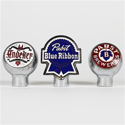 Andeker Pabst Blue Ribbon Breweries Double Sided Chrome Tap Knobs