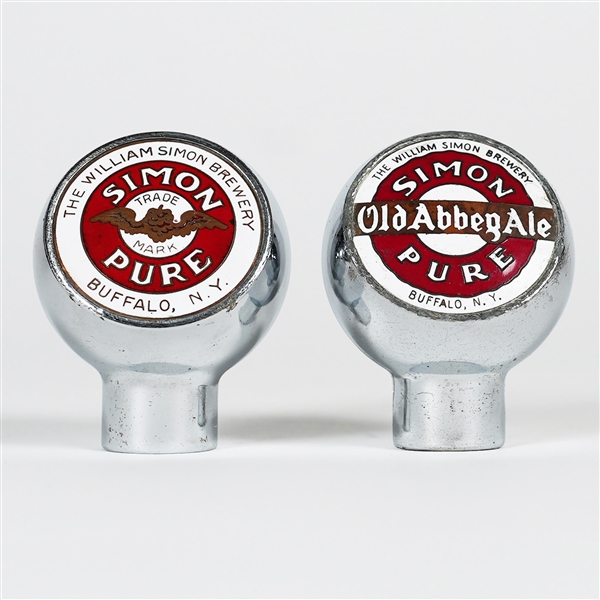 Simon Pure and Old Abbey Ale Buffalo NY Chrome Tap Knobs