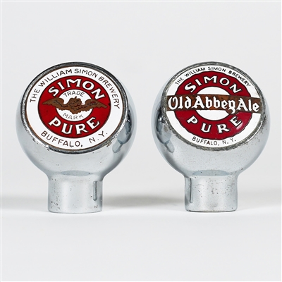 Simon Pure and Old Abbey Ale Buffalo NY Chrome Tap Knobs