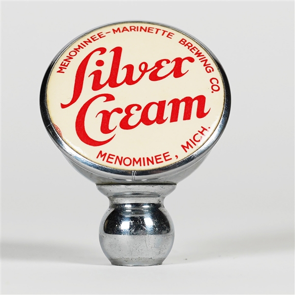 Menominee Marinette Brewing Silver Cream Tin Can Tap Knob MICHIGAN