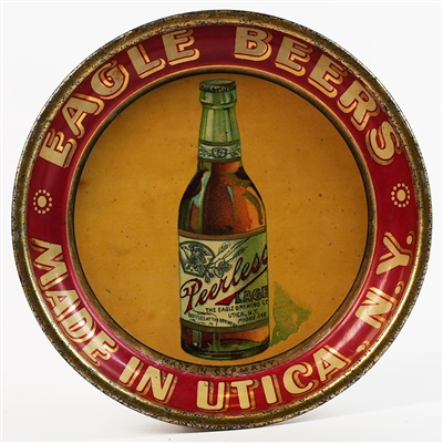 Eagle Beers Made in Utica Peerless Lager Bottle German Made Preproh Tip Tray