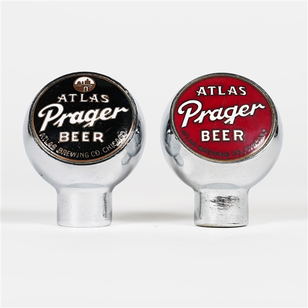 Atlas Prager Beer Red and Black Chrome Tap Knobs