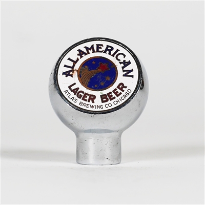 All American Lager Beer Atlas Brewing Chicago Chrome Tap Knob