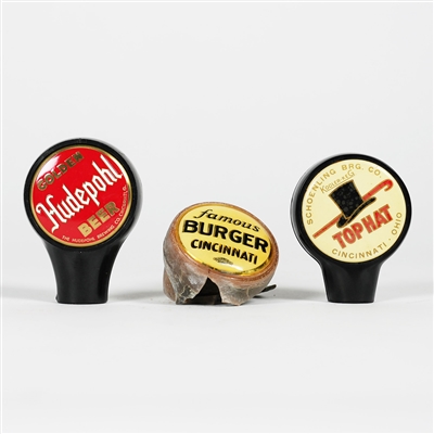 Burger Cincinnati Hudepohl Golden and Top Hat Tap Knobs CINCINNATI