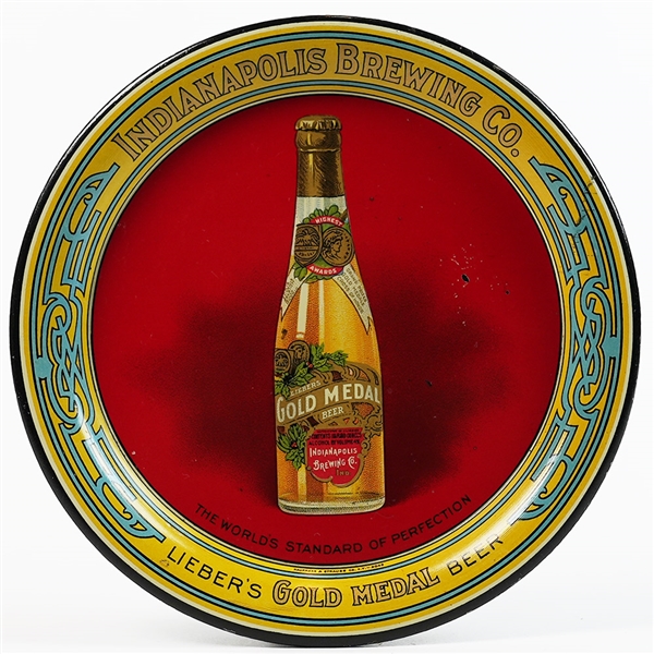 Indianapolis Brewing Liebers Gold Medal Beer Bottle Preproh Tip Tray