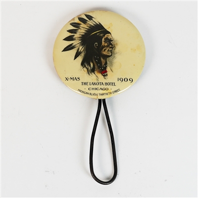 Lakota Hotel Xmas 1909 Chicago Feather Headress Native American Mirror