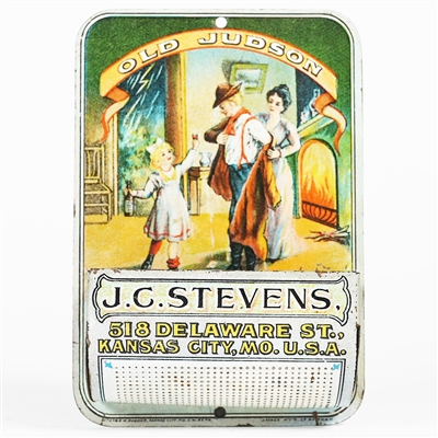 JC Stevens Old Judson Whiskey Advertising Antique Match Holder