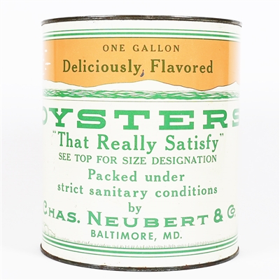 Chas Neubert Oysters Gallon Oysters Can BALTIMORE MERMAID