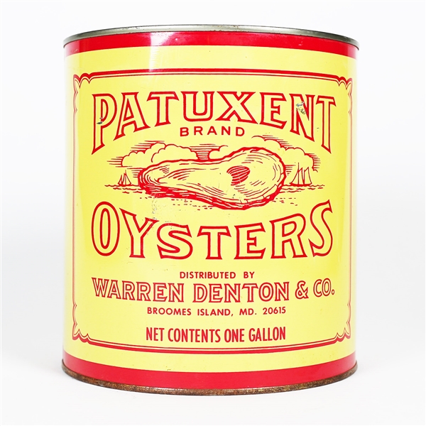 Patuxent Oysters Warren Denton Gallon Tin Can BROOMES ISLAND MD