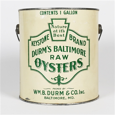 Keystone Brand Durms Baltimore Raw Oysters Gallon Can