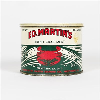 ED Martins Fresh Crab Meat 1 Pound Advertising Tin Can LOUISIANA SHARP