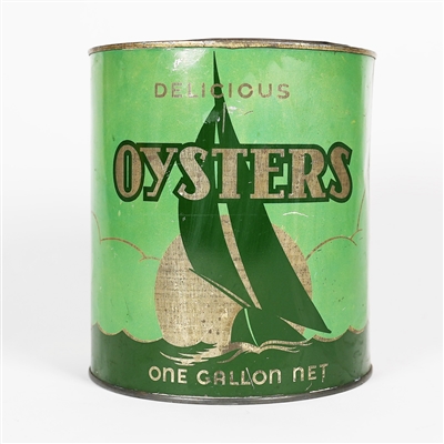 Bivalve Packing Chesapeake Tangier Oysters Nautical Tin Advertising Gallon