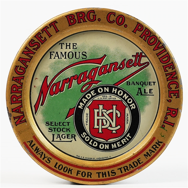 Narragansett Famous Select Stock Lager Banquet Ale Preproh Tip Tray SCARCE