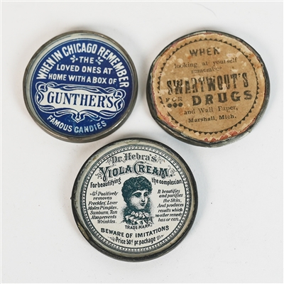 Gunthers Candies Swartwouts Drugs Dr. Hebra Viola Cream Pocket Mirrors MARSHALL MI