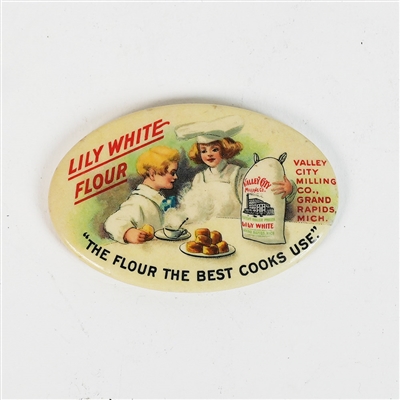 Lily White Flour Antique Advertising Pocket Mirror GRAND RAPIDS MI