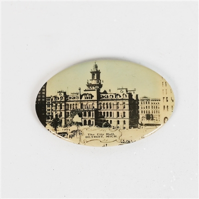 Detroit Michigan City Hall Antique Pocket Mirror