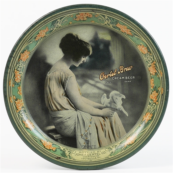 Oertal Brew Cream Beer Girl Dove Preprohibition Tip Tray