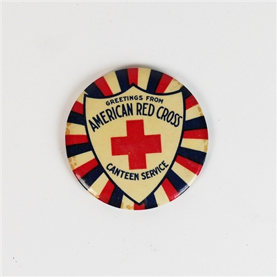 American Red Cross Canteen Service Antique Mini Mirror