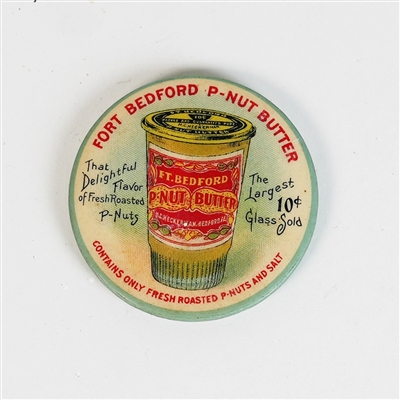 Fort Bedford P Nut Butter Celluloid Antique Advertising Mini Mirror