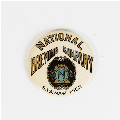 National Brewing Company Saginaw Antique Celluloid Mini Mirror